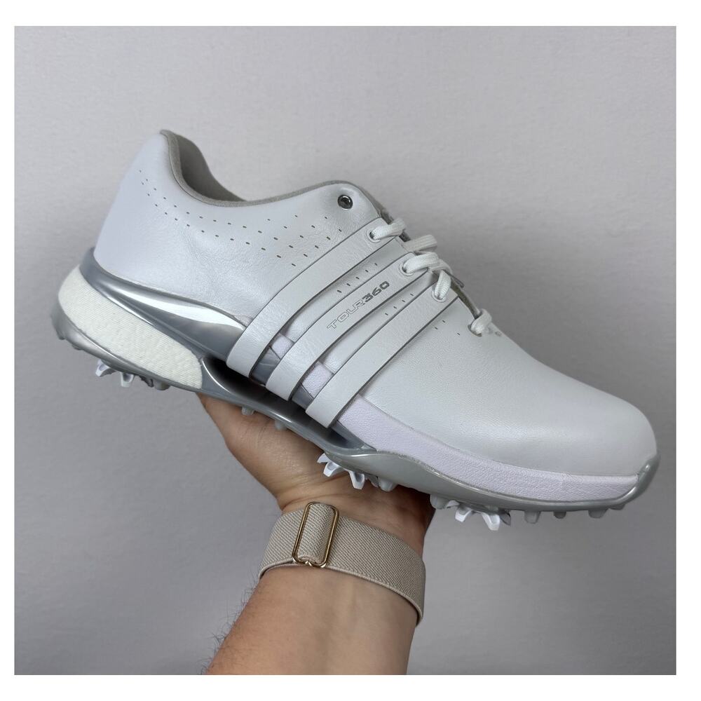 Adidas Tour360 24 Golf Shoes White Gray Womens 8.5 NIB + Towel
